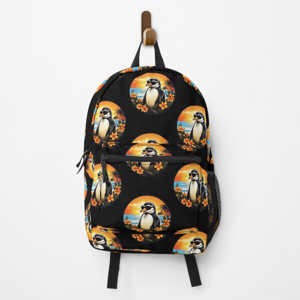 Item preview, Penguin with Sunglasses at Sunset on a Hawaii Beach with Hawaii Flowers designed and sold by NautiChic.