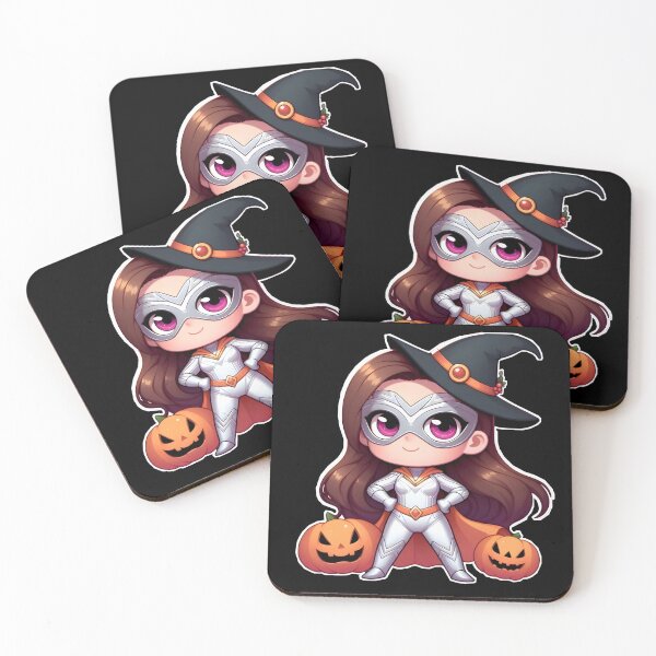 Item preview, Chibi Superhero Witch: Halloween Charm with Pumpkin Guardians designed and sold by IMMIX Store.