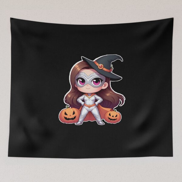 Item preview, Chibi Superhero Witch: Halloween Charm with Pumpkin Guardians designed and sold by IMMIX Store.