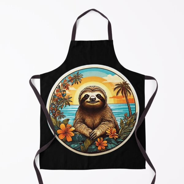 Item preview, Cute Sloth in Vacation by the Ocean with Hawaii Orchids designed and sold by NautiChic.