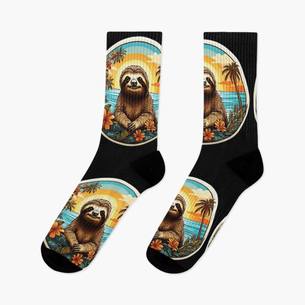 Item preview, Cute Sloth in Vacation by the Ocean with Hawaii Orchids designed and sold by NautiChic.