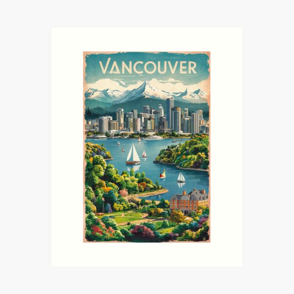 Item preview, Vancouver Vintage Travel Poster designed and sold by TravelerRat.
