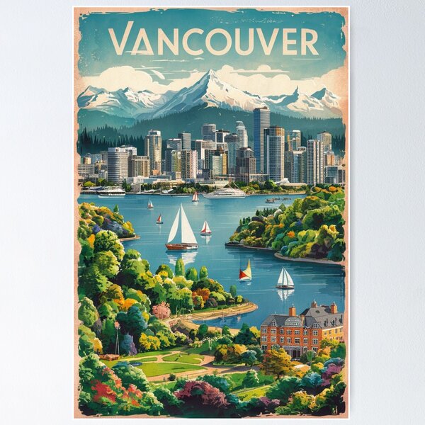 Item preview, Vancouver Vintage Travel Poster designed and sold by TravelerRat.