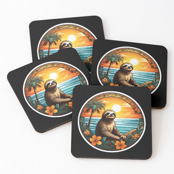 Item preview, Summer Sloth in Vacation by the Ocean with Hawaii Orchids designed and sold by NautiChic.