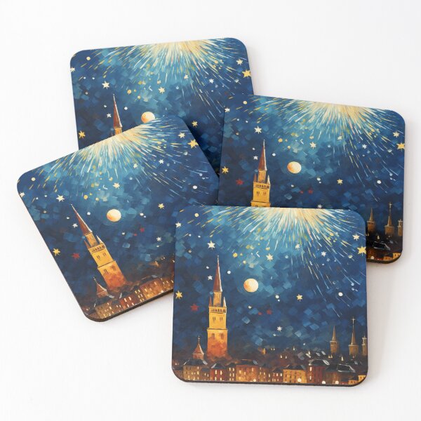 Item preview, New Year's Fireworks over the City designed and sold by Ewa Miller.
