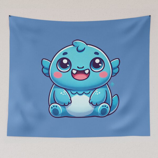 Item preview, Kawaii Pink Blue Baby Monster with Fangs designed and sold by ShibariZone.