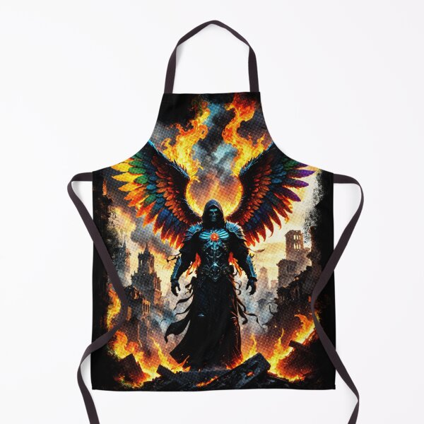 Item preview, Angel of Death with Fiery Wings Over Crumbling Cityscape designed and sold by Tong4130.