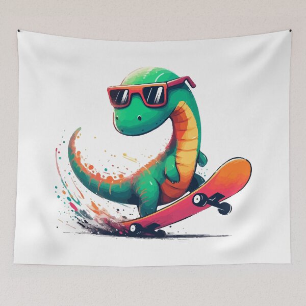 Item preview, Cool Kawaii Dinosaur Skateboarder With Sunglasses designed and sold by TomFrontierArt.