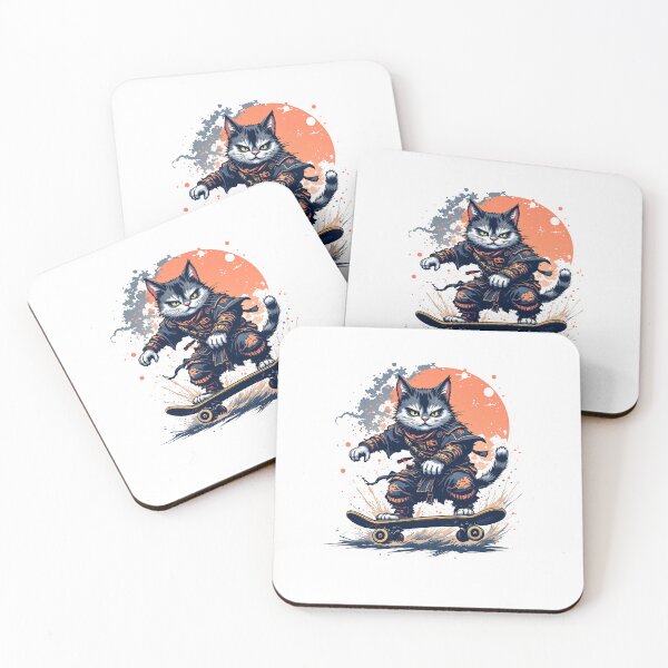 Item preview, Japanese Samurai Cat on Skateboard – Unique Skateboarding Art for Cat Lovers designed and sold by IM Hunter.