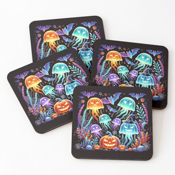 Item preview, "Glowing Underwater Ghosts and Pumpkins | Halloween Night" designed and sold by PomerShop.
