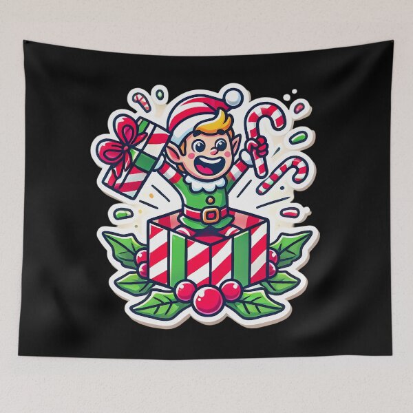 Item preview, Elf Surprise with Candy Canes. designed and sold by Linework Studio.