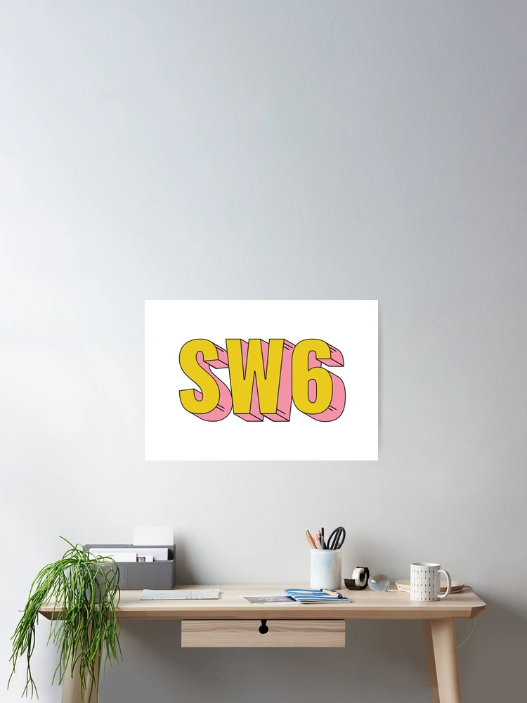 Thumbnail 2 of 3, Poster, SW6 London Postcode Typography Gift designed and sold by eccrafted.