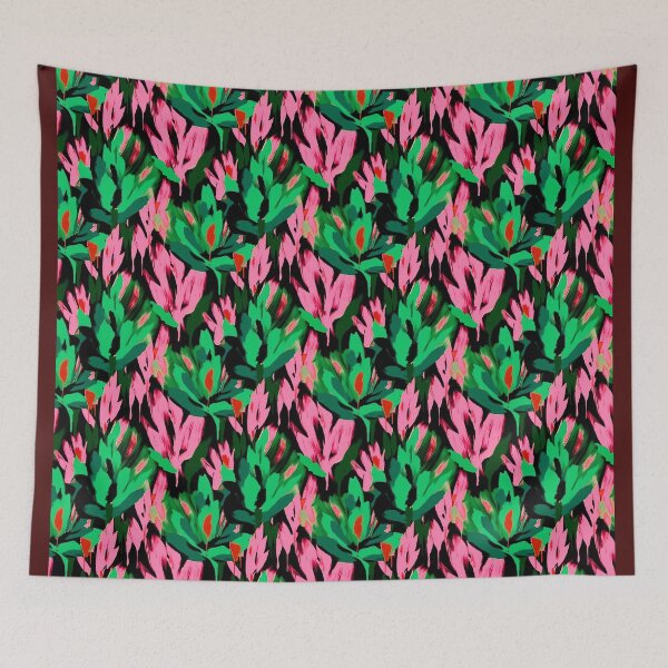 Item preview, Flowers abstract brush strokes pink green designed and sold by Alessandro Remo Mazzoni Remotextiles.