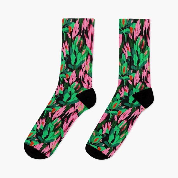 Item preview, Flowers abstract brush strokes pink green designed and sold by Alessandro Remo Mazzoni Remotextiles.