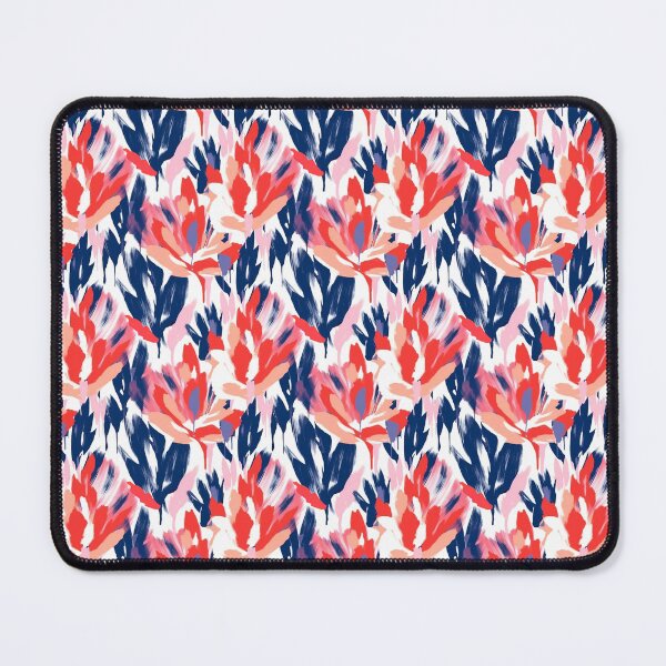 Item preview, Flowers abstract brush strokes orange blue white pink designed and sold by Alessandro Remo Mazzoni Remotextiles.