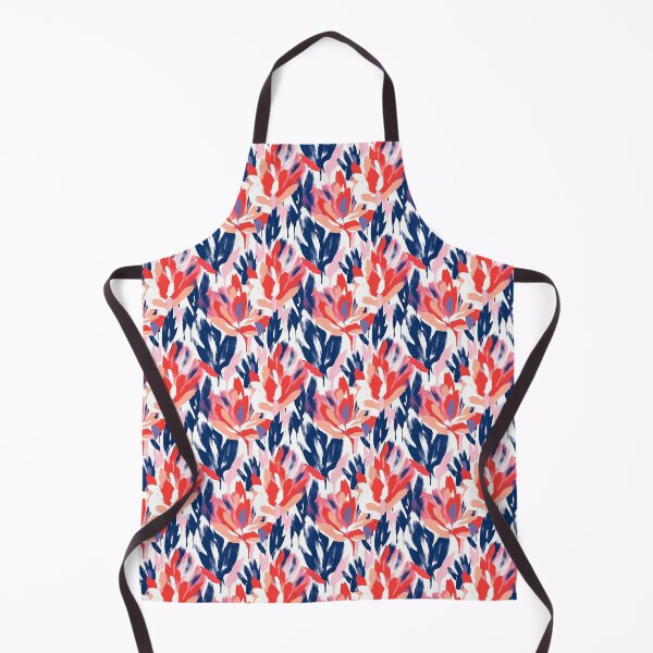 Item preview, Flowers abstract brush strokes orange blue white pink designed and sold by Alessandro Remo Mazzoni Remotextiles.