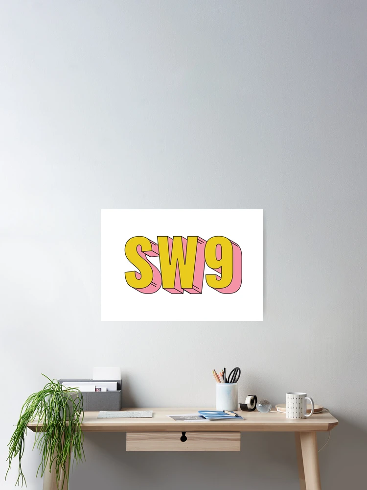 Thumbnail 2 of 3, Poster, SW9 London Postcode Typography Gift designed and sold by eccrafted.