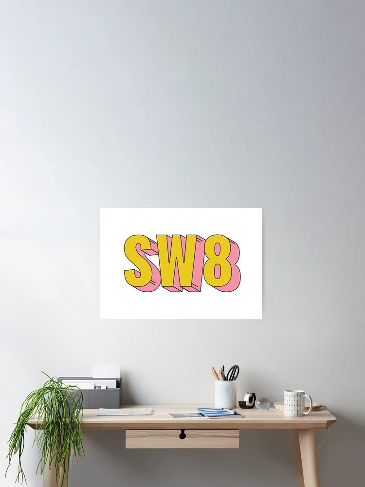 Thumbnail 2 of 3, Poster, SW8 London Postcode Typography Gift designed and sold by eccrafted.