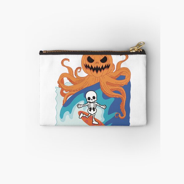 Item preview, A skeleton surfing, being chased by a giant Pumpkin octopus! designed and sold by MadSnail-Design.