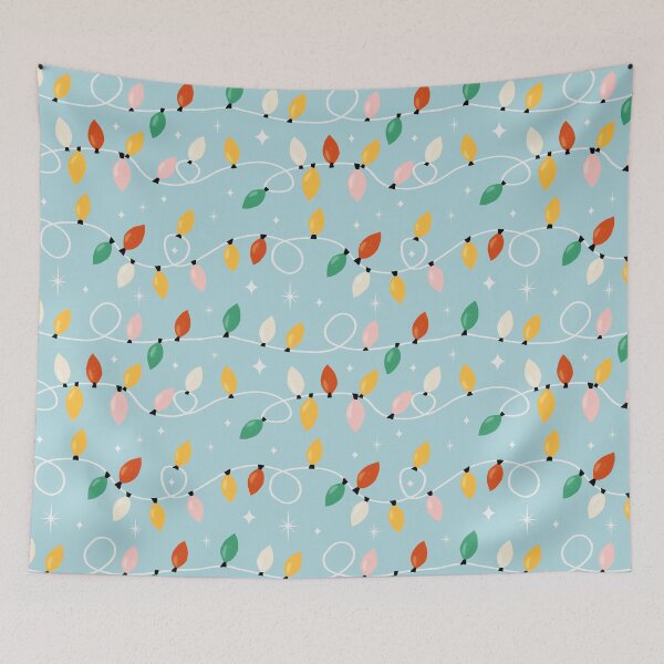 Item preview, Holiday Christmas Lights Minimal Retro Bold Ligth Blue designed and sold by susycosta.