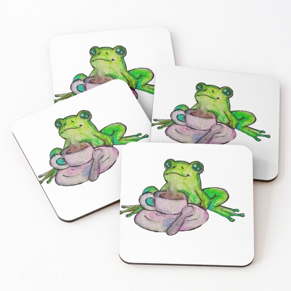 Item preview, Frog drinking coffee designed and sold by vani-coco.