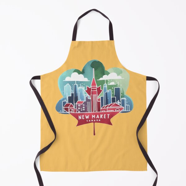 Aperçu de l'œuvre Autocollant aquarelle minimaliste New Market Canada – Skyline rétro et paysage 3D, créée et vendue par PaintMeWorld.