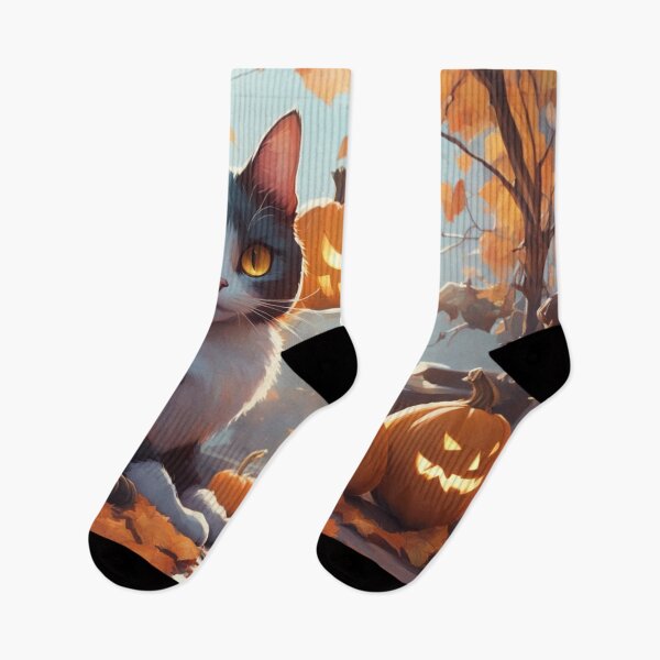 Item preview, Halloween Grey and White Cat designed and sold by Wisdi.