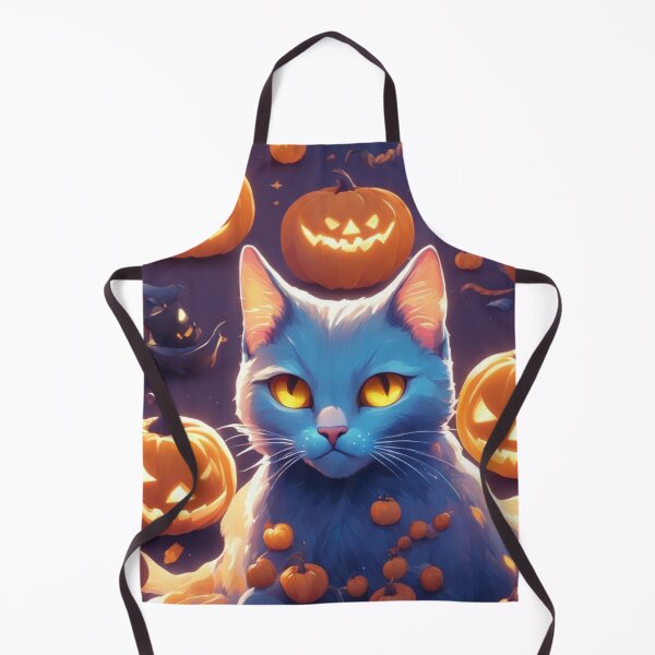 Item preview, Halloween Grey Cat with Jack o Lanterns designed and sold by Wisdi.