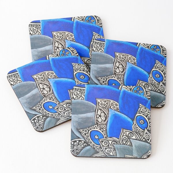 Item preview, ornament, flower, blue, gray, floral, rosette designed and sold by JoannaLasGalery.