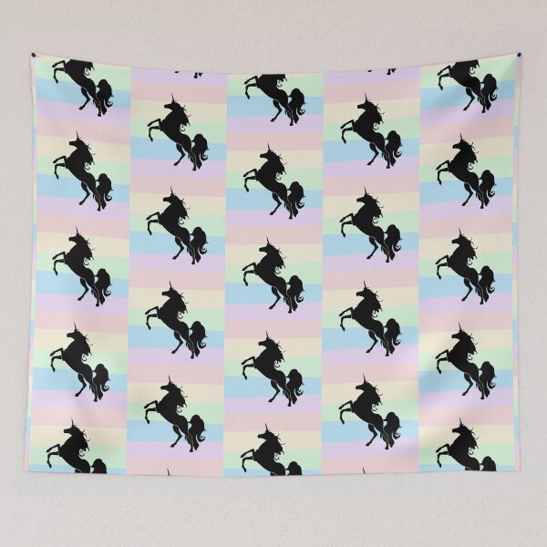 Item preview, Black Unicorn Silhouette on Pastel Rainbow colors - Gift For Unicorn Lovers designed and sold by Sajuade.