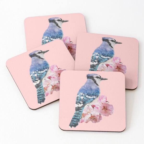 Item preview, Beautiful Blue Jay Bird With Cherry Blossoms - Watercolor designed and sold by Sajuade.