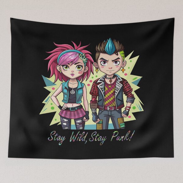 Item preview, Stay Wild, Stay Punk! – Vibrant Punk Duo Art designed and sold by AgarutanPrint.