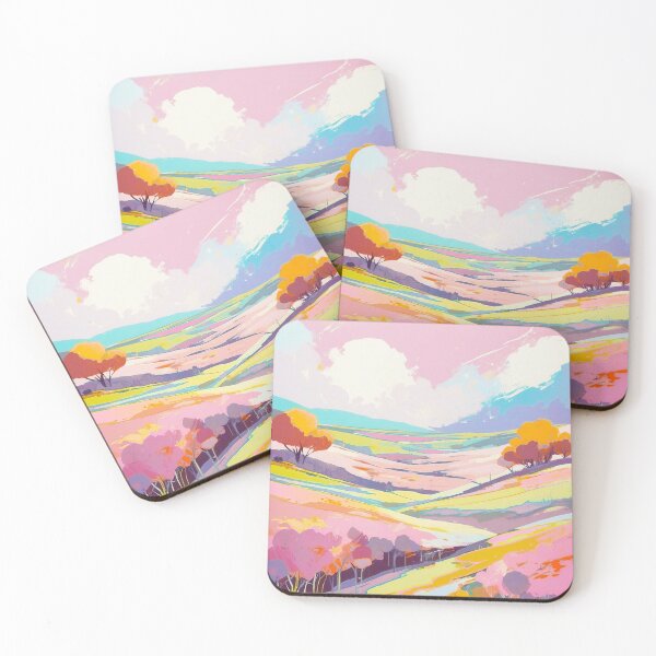 Item preview, Pink-coral Vibrant Abstract Landscape, Colorful Countryside  designed and sold by JulieChi.