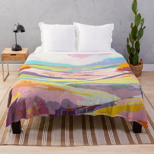 Item preview, Pink-coral Vibrant Abstract Landscape, Colorful Countryside  designed and sold by JulieChi.