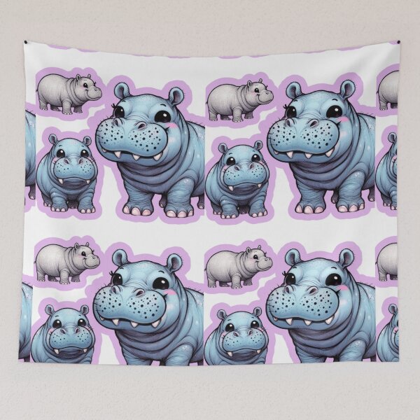 Item preview, Pink Hippo at a family gathering designed and sold by Angela95P.