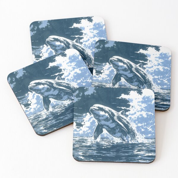 Item preview, Woodcut print of an orca jumping out of the water designed and sold by exitbird.
