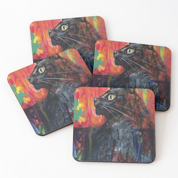 Item preview, Happy black cat painting. designed and sold by CrittersByLola.