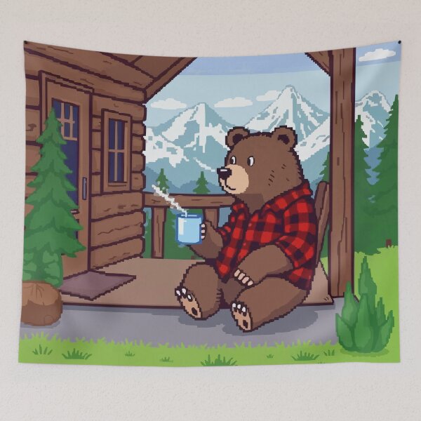 Item preview, Pixel Bear in Cozy Cabin designed and sold by NaturePixel.