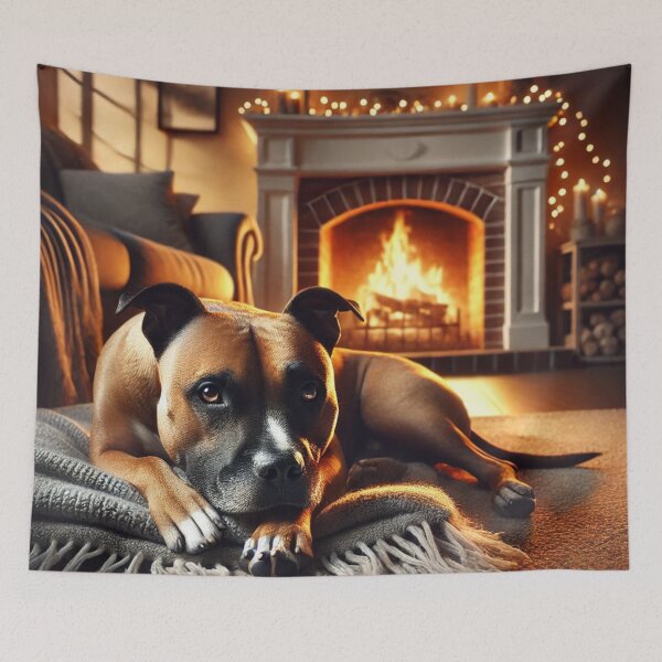 Item preview, Calm dog on a blanket designed and sold by ValerieStOnge.