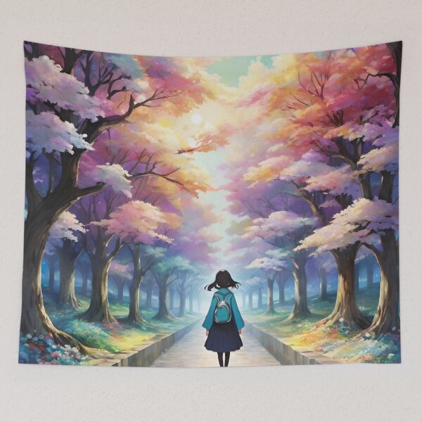 Item preview, Anime Girl and Blossoming Trees designed and sold by BubbleGalaxy.