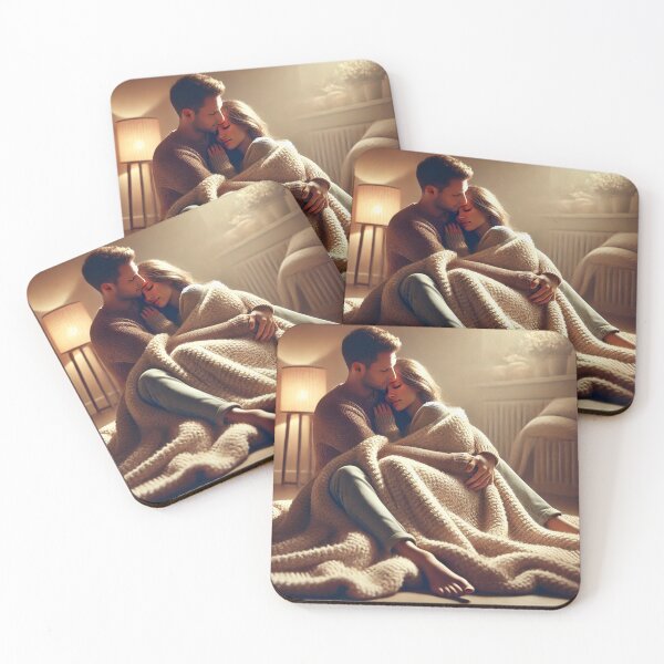 Item preview, Couple hugging in a blanket designed and sold by ValerieStOnge.