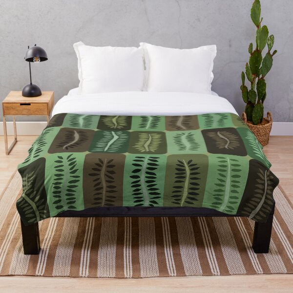 Item preview, Olive and Brown Hand Drawn Dancing Ferns Pattern designed and sold by schorrnuff.