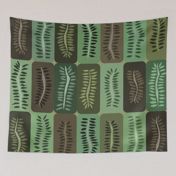 Item preview, Olive and Brown Hand Drawn Dancing Ferns Pattern designed and sold by schorrnuff.