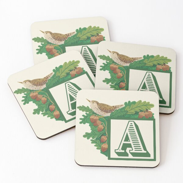Item preview, A for Acorn - Woodland Nursery Monogram with Bird and Oak Leaves - Jemma Jamie Skidmore designed and sold by Jemma Jamie Skidmore.