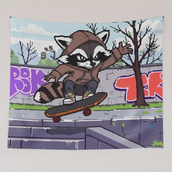 Item preview, Pixel Raccoon on Wheels designed and sold by NaturePixel.