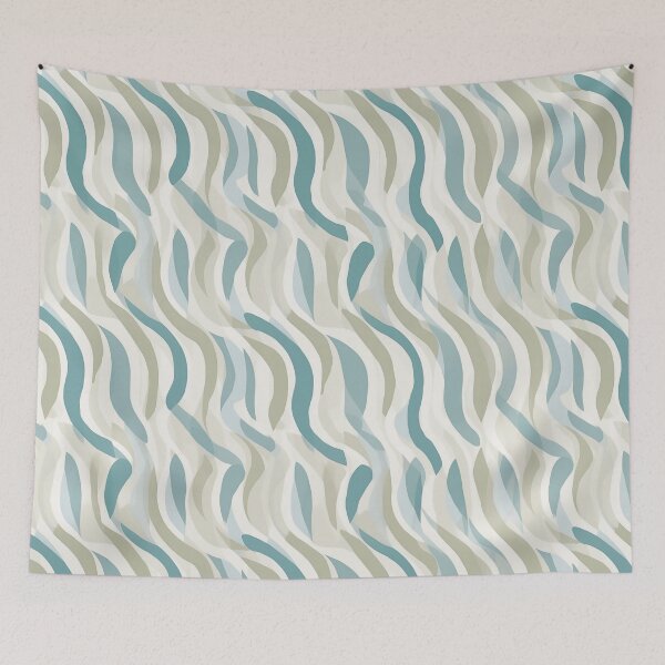 Item preview, Beige and Teal Blue Abstract Wave Pattern designed and sold by ColorOfTheYears.