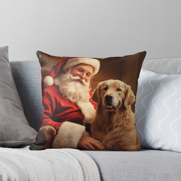 Item preview, Santa Claus with Golden Retriever designed and sold by PetsArt.