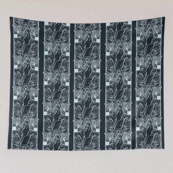 Item preview, Ice Blue Hand with Orchids Art Nuveau designed and sold by UB Draws.