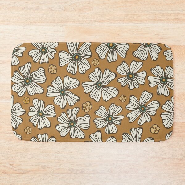 Item preview, Twirling Hand Drawn White Flowers on Caramel Brown Pattern designed and sold by schorrnuff.