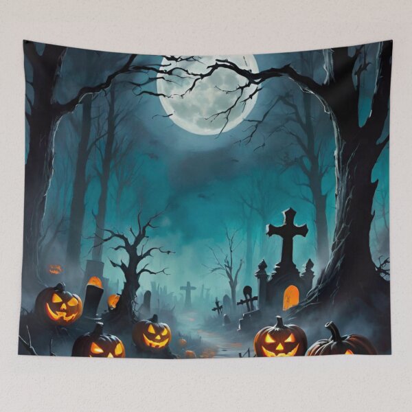 Item preview, Creepy Halloween Graveyard Scene with Fog designed and sold by GrizzlyCollective.